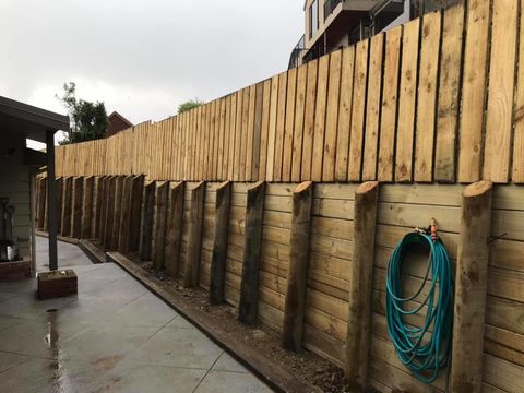 Timber Pole Retaining Walls, Soleares Ave, Port Hills, Christchurch