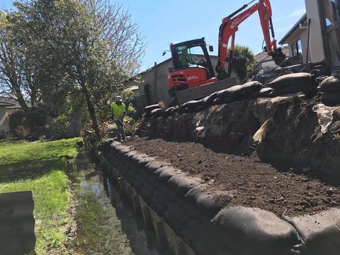 Completed Hydroseeded FlexMse Vegetated Retaining Wall, Christchurch, NZ