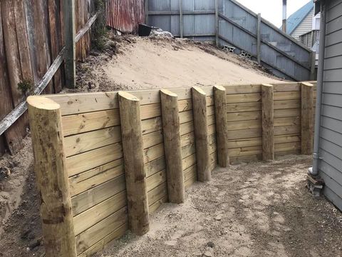 Timber Pole Retaining Wall, Pines Beach - Christchurch
