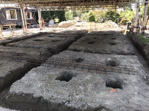 Footings & piles underneath a lifted house, Christchurch 