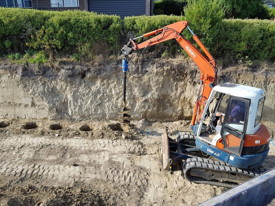 Excavator augering and hole boring in Christchurch by TBT Earthworks