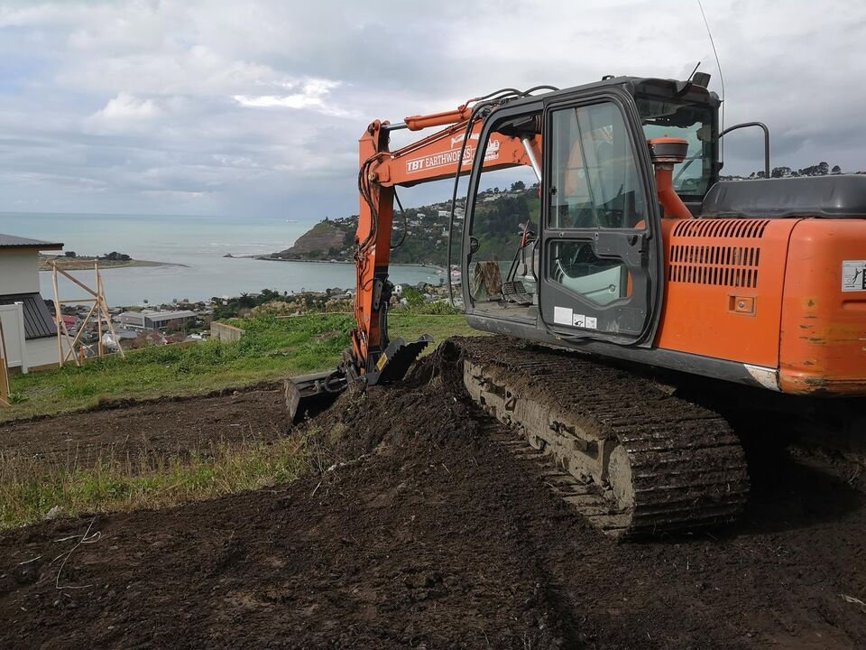 Controlled hillside benching and site formation Christchurch